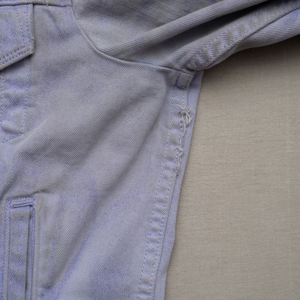 Y2k Levi's Denim Jean Jacket Womens M Lavender Tie Dye Trucker Cropped Style - Picture 4 of 8
